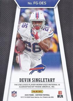 2020 Panini Certified - Fabric of the Game #FG-DES Devin Singletary Back