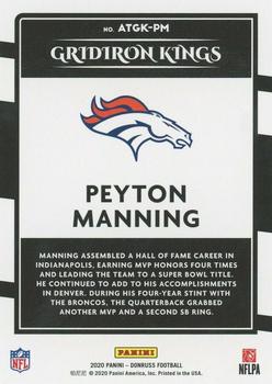 2020 Donruss - All-Time Gridiron Kings #ATGK-PM Peyton Manning Back