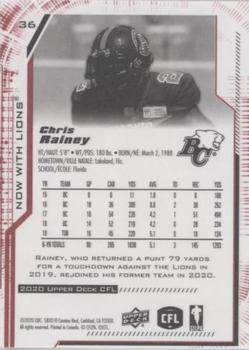 2020 Upper Deck CFL - Red #36 Chris Rainey Back