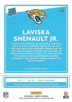 2020 Donruss - Rated Rookies Canvas #318 Laviska Shenault Jr. Back