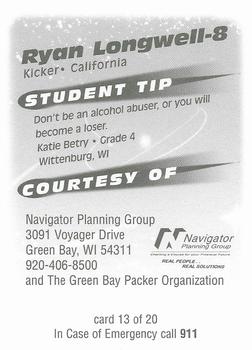 1999 Green Bay Packers Police - Navigator Planning Group #13 Ryan Longwell Back