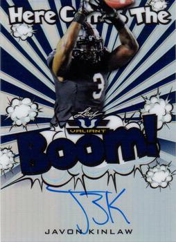 2020 Leaf Valiant - Here Comes The Boom! Autographs Navy Blue #HCB-JK1 Javon Kinlaw Front