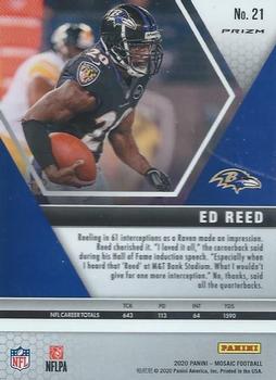 2020 Panini Mosaic - Prizm Reactive Gold #21 Ed Reed Back