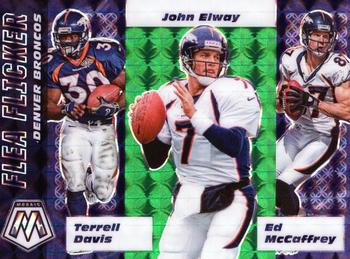 2020 Panini Mosaic - Flea Flicker Prizm Green #FF6 Ed McCaffrey / Terrell Davis / John Elway Front