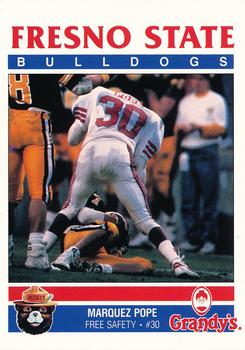 1989 Fresno State Bulldogs Smokey #NNO Marquez Pope Front