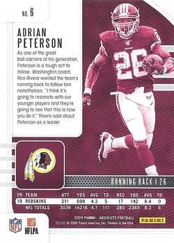 2020 Panini Absolute - Blue #6 Adrian Peterson Back