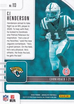 2020 Panini Absolute - Red #113 CJ Henderson Back