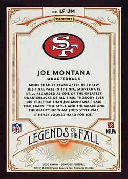 2020 Donruss - Legends of the Fall Red #LF-JM Joe Montana Back