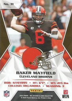 2020 Panini NFL Sticker & Card Collection - Cards Silver #31 Baker Mayfield Back