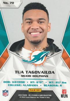 2020 Panini NFL Sticker & Card Collection - Cards Silver #70 Tua Tagovailoa Back