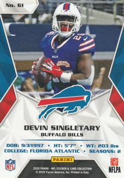2020 Panini NFL Sticker & Card Collection - Cards Pink #61 Devin Singletary Back
