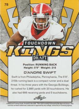 2020 Leaf Draft - Red #78 D'Andre Swift Back