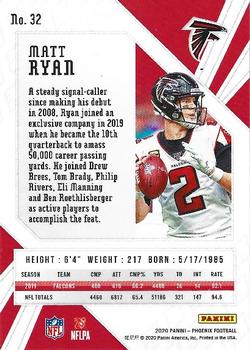 2020 Panini Phoenix - Fire Burst #32 Matt Ryan Back