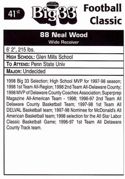 1998 Big 33 Pennsylvania High School #NNO Neal Wood Back