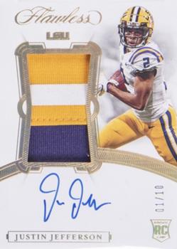 2020 Panini Flawless Collegiate - Flawless Rookie Patch Autographs Gold #107 Justin Jefferson Front