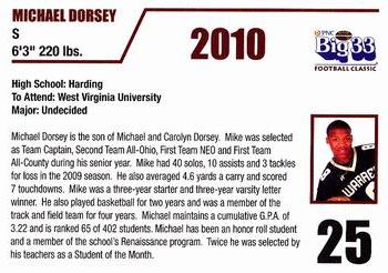 2010 Big 33 Ohio High School #NNO Mike Dorsey Back