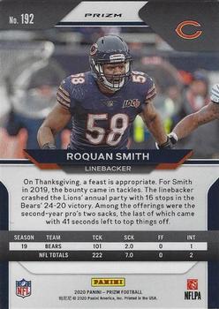 2020 Panini Prizm - Prizm Red White and Blue #192 Roquan Smith Back