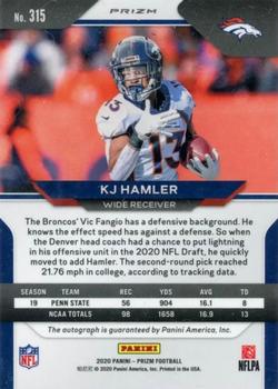 2020 Panini Prizm - Rookie Autographs #315 KJ Hamler Back