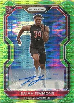 2020 Panini Prizm - Rookie Autographs Prizm Neon Green Pulsar #323 Isaiah Simmons Front