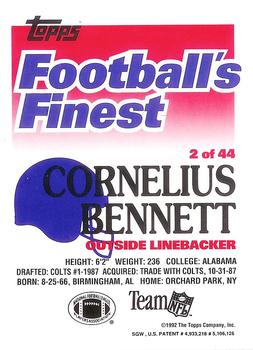 1992 Finest #2 Cornelius Bennett Back