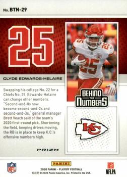 2020 Panini Playoff - Behind the Numbers Silver #BTN-29 Clyde Edwards-Helaire Back