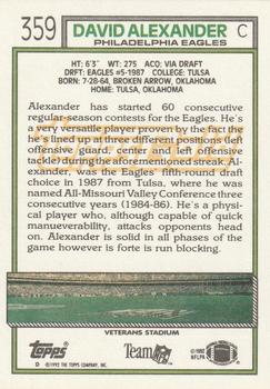 1992 Topps - Gold #359 David Alexander Back