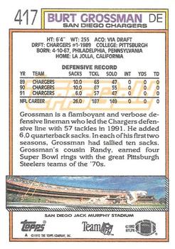 1992 Topps - Gold #417 Burt Grossman Back