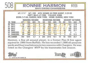 1992 Topps - Gold #508 Ronnie Harmon Back