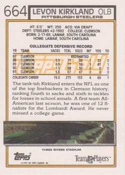 1992 Topps - Gold #664 Levon Kirkland Back