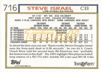 1992 Topps - Gold #716 Steve Israel Back