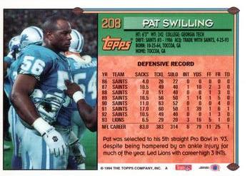 1994 Topps - Special Effects #208 Pat Swilling Back