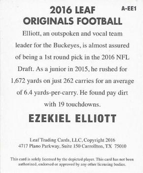 2016 Leaf Originals #A-EE1 Ezekiel Elliott Back
