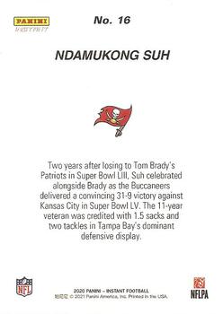 2020 Panini Instant Tampa Bay Buccaneers Super Bowl LV Champions #16 Ndamukong Suh Back