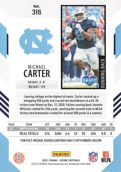 2021 Score #316 Michael Carter Back