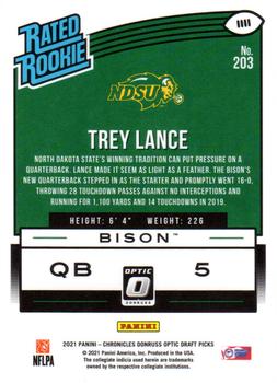 2021 Panini Chronicles Draft Picks #203 Trey Lance Back