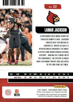2021 Panini Contenders Draft Picks #22 Lamar Jackson Back