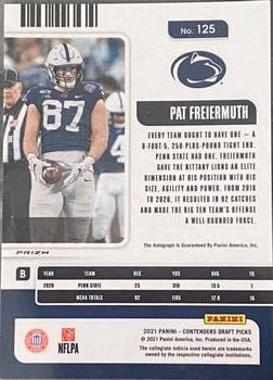 2021 Panini Contenders Draft Picks #125 Pat Freiermuth Back