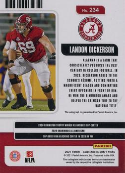 2021 Panini Contenders Draft Picks #234 Landon Dickerson Back