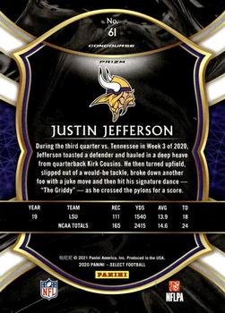 2020 Panini Select - Cosmic #61 Justin Jefferson Back