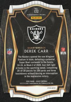 2020 Panini Select - Maroon Prizm Die Cut #132 Derek Carr Back