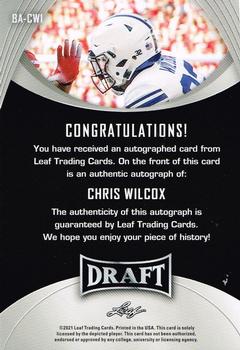 2021 Leaf Draft - Autographs Gold #BA-CW1 Chris Wilcox Back