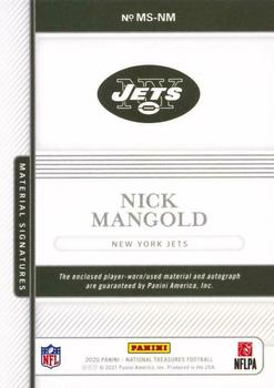 2020 Panini National Treasures - Material Signatures #MS-NM Nick Mangold Back