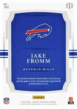 2020 Panini National Treasures - Rookie Patch Autographs Green Jersey Number #162 Jake Fromm Back