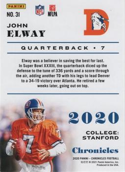 2020 Panini Chronicles - Bronze #31 John Elway Back