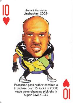 2010 Hero Decks Pittsburgh Steelers Football Heroes Playing Cards #10♥ James Harrison Front