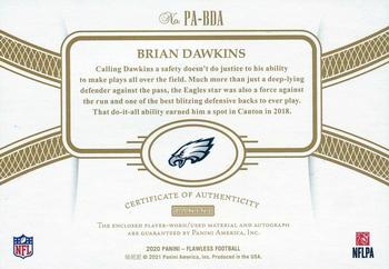 2020 Panini Flawless - Patch Autographs Platinum #PA-BDA Brian Dawkins Back