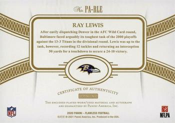 2020 Panini Flawless - Patch Autographs Platinum #PA-RLE Ray Lewis Back