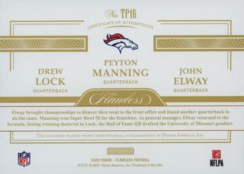 2020 Panini Flawless - Triple Patches Emerald #TP16 Drew Lock / John Elway / Peyton Manning Back