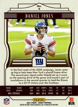 2021 Panini Legacy - Yellow #6 Daniel Jones Back