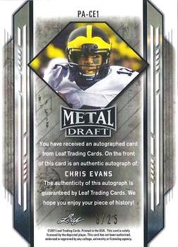 2021 Leaf Metal Draft - Portrait Autographs Crystals Blue #PA-CE1 Chris Evans Back
